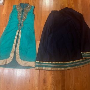 Kids Turquoise Lehnga (Indian Size: 38) Kurta w/ Lehnga